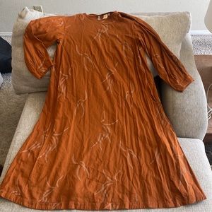 Burnt orange oversized A line dress